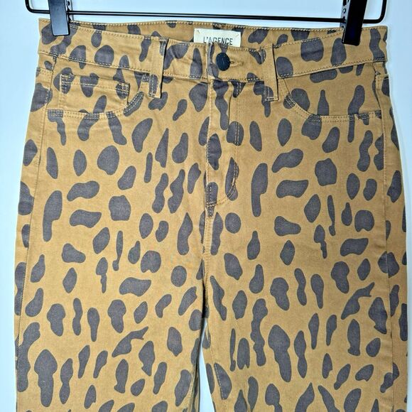 L'Agence Margot Jeans Women 28 Brown Animal Print Skinny Stretch Made in USA - Picture 2 of 11
